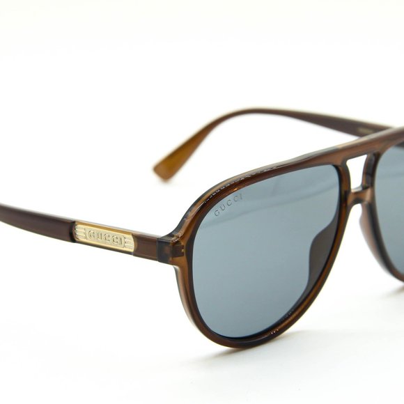 NEW GUCCI GG0935S 007 BROWN BLUE PILOT AUTHENTIC MEN SUNGLASSES 60-12-145 - Picture 3 of 11
